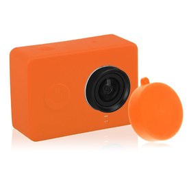 Силиконов калъф+капачка за екшън камера Xiaomi Yi - оранжев