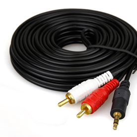 Аудио кабел 3.5мм жак мъжки - 2 чинча мъжки, 5 метра