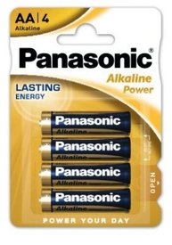 4 броя алкални батерии Panasonic Alkaline Power AA