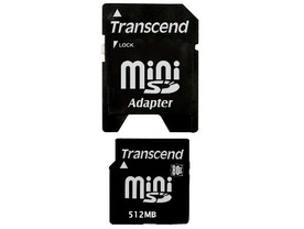 miniSD, mini SD карта памет Transcend 512Mb с адаптер към SD карта